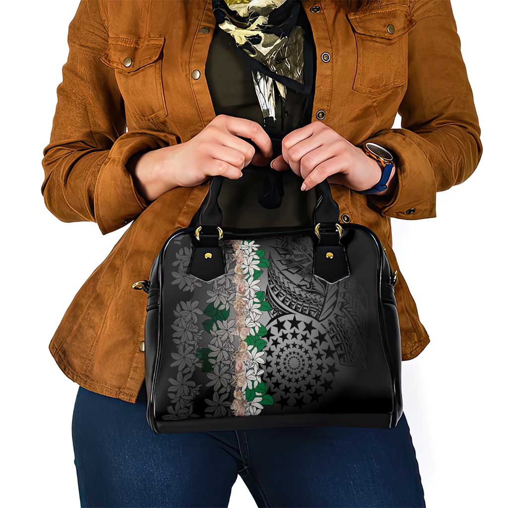 Cook Islands Tiare Maori With Conch Shell Shoulder Handbag Pasifika Fest Polynesian Tattoo Black