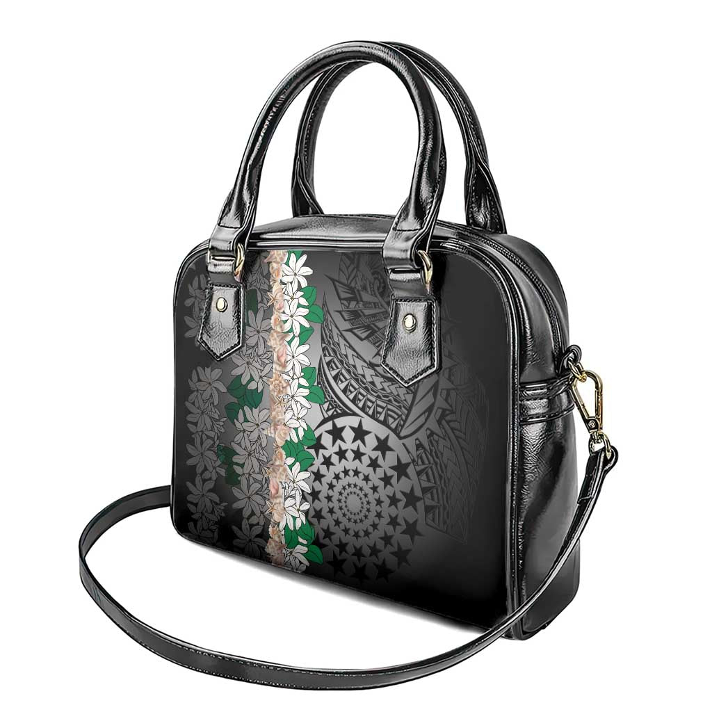 Cook Islands Tiare Maori With Conch Shell Shoulder Handbag Pasifika Fest Polynesian Tattoo Black