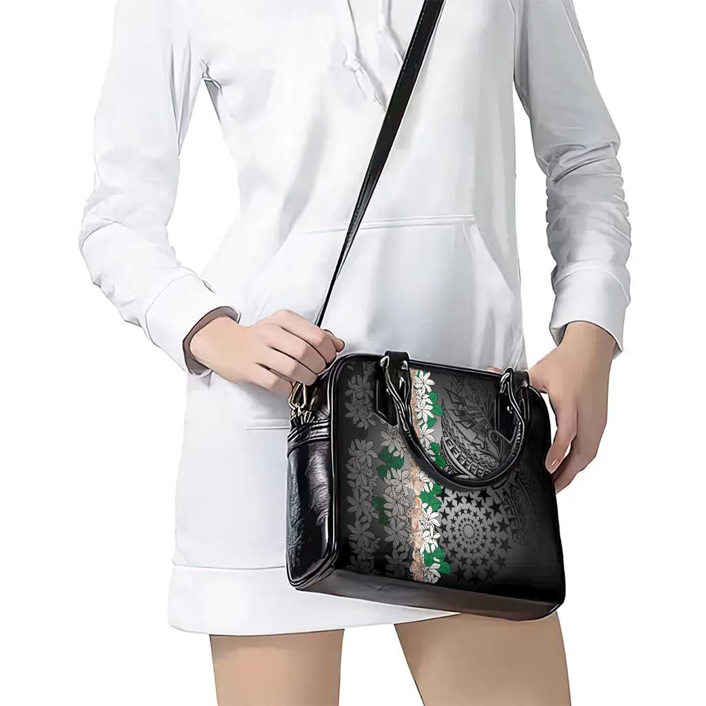 Cook Islands Tiare Maori With Conch Shell Shoulder Handbag Pasifika Fest Polynesian Tattoo Black