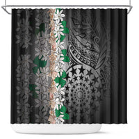 Cook Islands Tiare Maori With Conch Shell Shower Curtain Pasifika Fest Polynesian Tattoo Black LT14 Black - Polynesian Pride