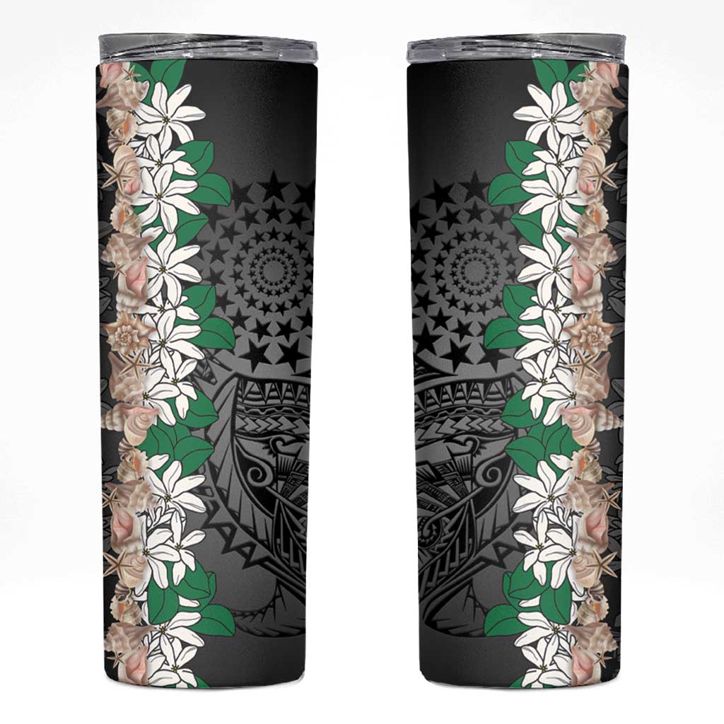 Cook Islands Tiare Maori With Conch Shell Skinny Tumbler Pasifika Fest Polynesian Tattoo Black LT14 Black - Polynesian Pride