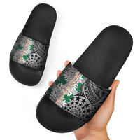 Cook Islands Tiare Maori With Conch Shell Slide Sandals Pasifika Fest Polynesian Tattoo Black LT14 - Polynesian Pride