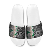 Cook Islands Tiare Maori With Conch Shell Slide Sandals Pasifika Fest Polynesian Tattoo Black LT14 Black - Polynesian Pride