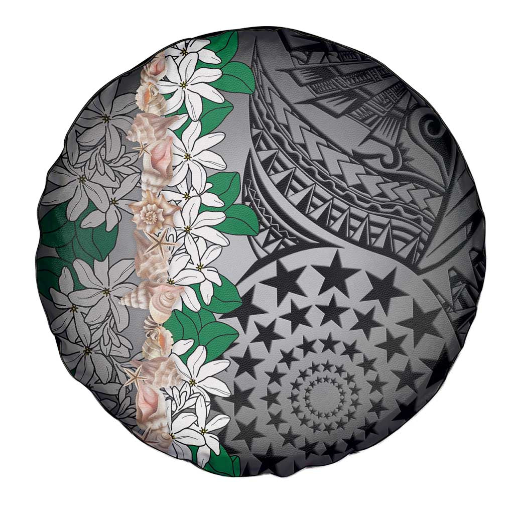 Cook Islands Tiare Maori With Conch Shell Spare Tire Cover Pasifika Fest Polynesian Tattoo Black LT14 - Polynesian Pride