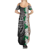Cook Islands Tiare Maori With Conch Shell Summer Maxi Dress Pasifika Fest Polynesian Tattoo Black LT14 - Polynesian Pride