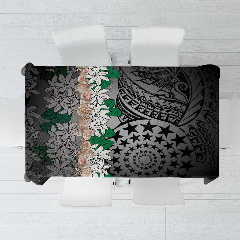 Cook Islands Tiare Maori With Conch Shell Tablecloth Pasifika Fest Polynesian Tattoo Black LT14 Black - Polynesian Pride