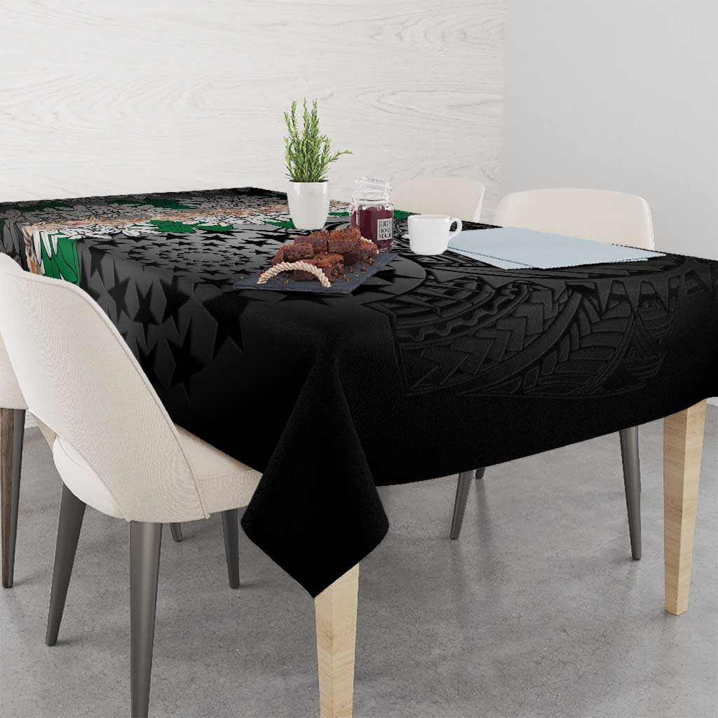 Cook Islands Tiare Maori With Conch Shell Tablecloth Pasifika Fest Polynesian Tattoo Black LT14 - Polynesian Pride