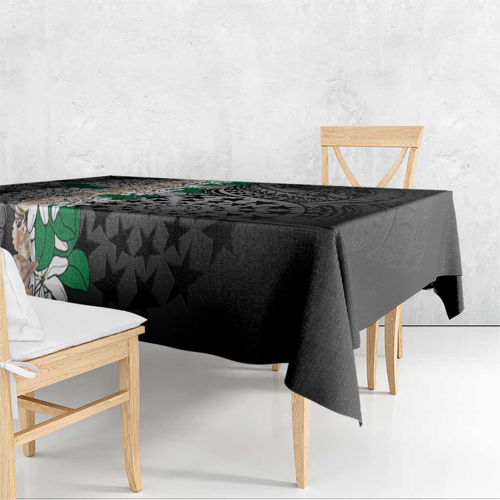 Cook Islands Tiare Maori With Conch Shell Tablecloth Pasifika Fest Polynesian Tattoo Black LT14 - Polynesian Pride