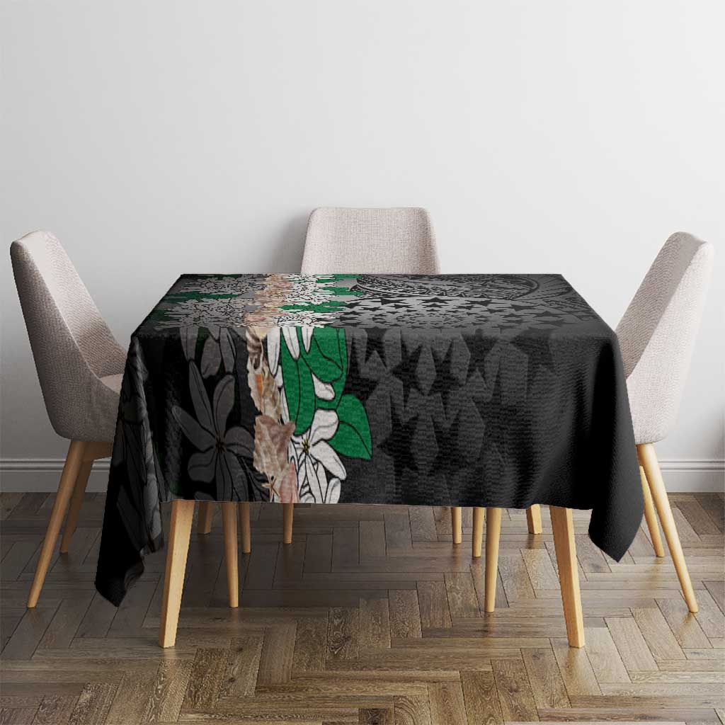 Cook Islands Tiare Maori With Conch Shell Tablecloth Pasifika Fest Polynesian Tattoo Black LT14 - Polynesian Pride