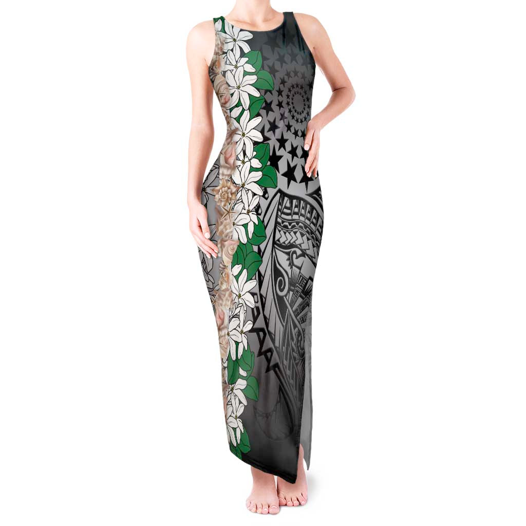 Cook Islands Tiare Maori With Conch Shell Tank Maxi Dress Pasifika Fest Polynesian Tattoo Black LT14 Women Black - Polynesian Pride