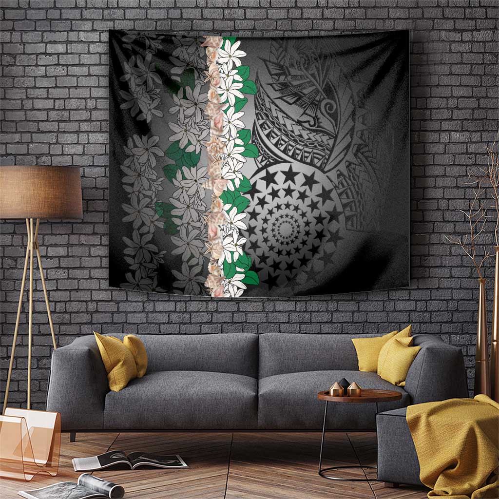 Cook Islands Tiare Maori With Conch Shell Tapestry Pasifika Fest Polynesian Tattoo Black LT14 Black - Polynesian Pride