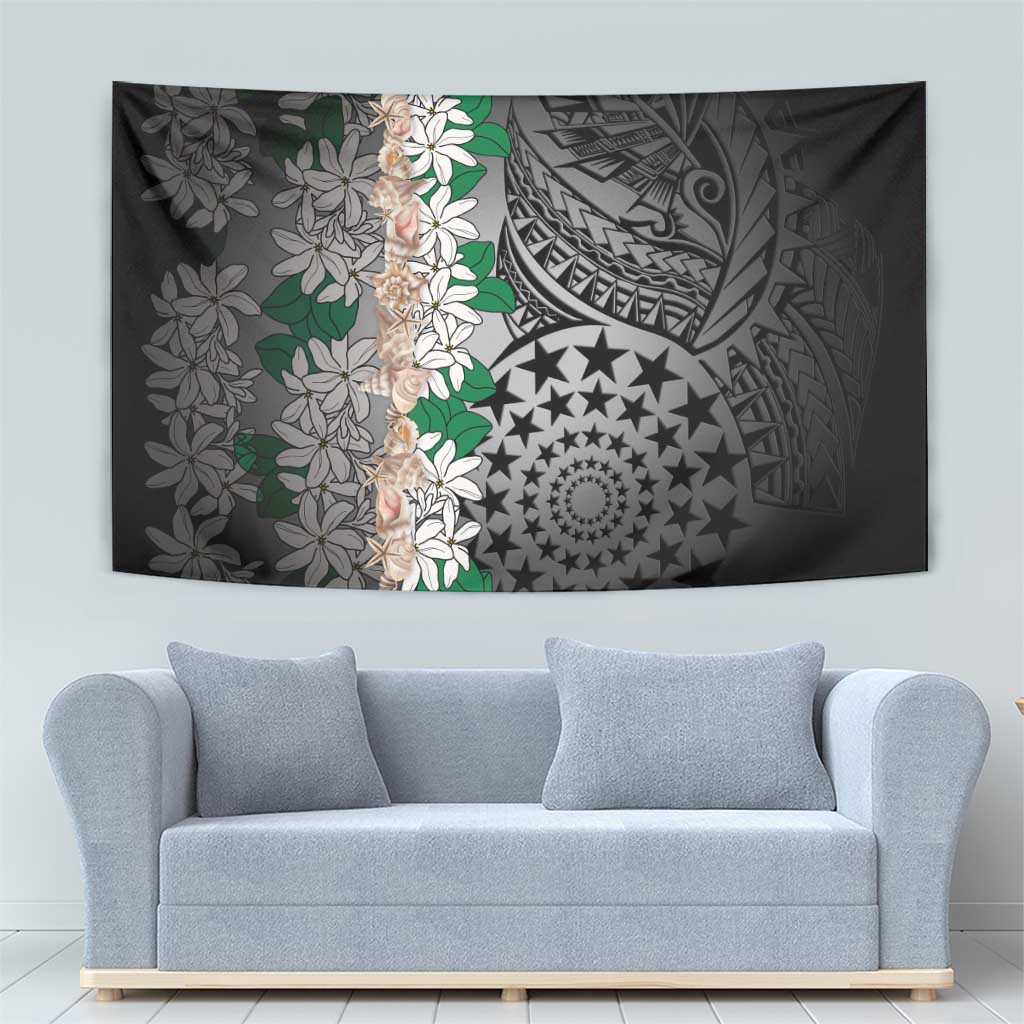 Cook Islands Tiare Maori With Conch Shell Tapestry Pasifika Fest Polynesian Tattoo Black LT14 - Polynesian Pride