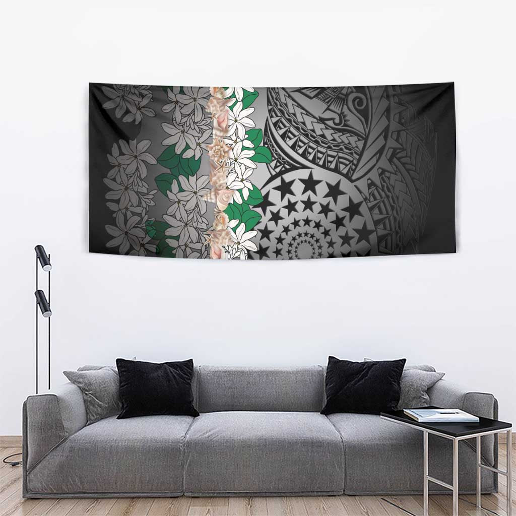 Cook Islands Tiare Maori With Conch Shell Tapestry Pasifika Fest Polynesian Tattoo Black LT14 - Polynesian Pride