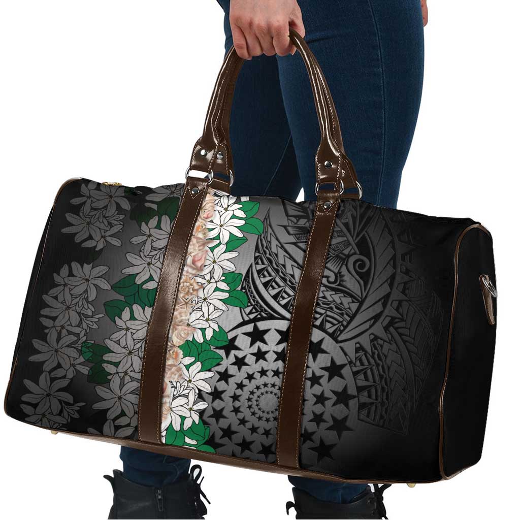 Cook Islands Tiare Maori With Conch Shell Travel Bag Pasifika Fest Polynesian Tattoo Black LT14 - Polynesian Pride