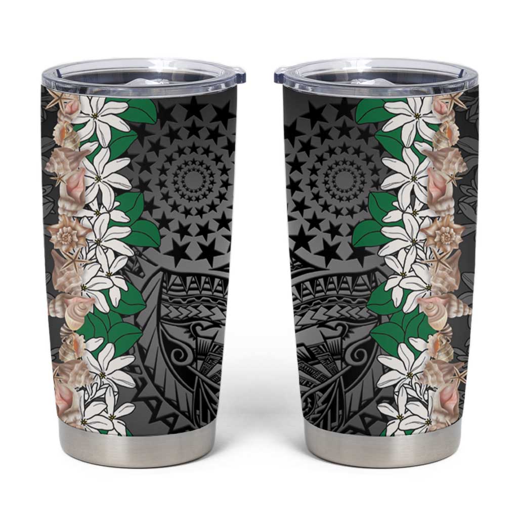 Cook Islands Tiare Maori With Conch Shell Tumbler Cup Pasifika Fest Polynesian Tattoo Black LT14 Black - Polynesian Pride