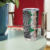 Cook Islands Tiare Maori With Conch Shell Tumbler Cup Pasifika Fest Polynesian Tattoo Black LT14 - Polynesian Pride