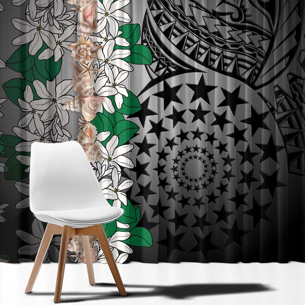 Cook Islands Tiare Maori With Conch Shell Window Curtain Pasifika Fest Polynesian Tattoo Black LT14 - Polynesian Pride