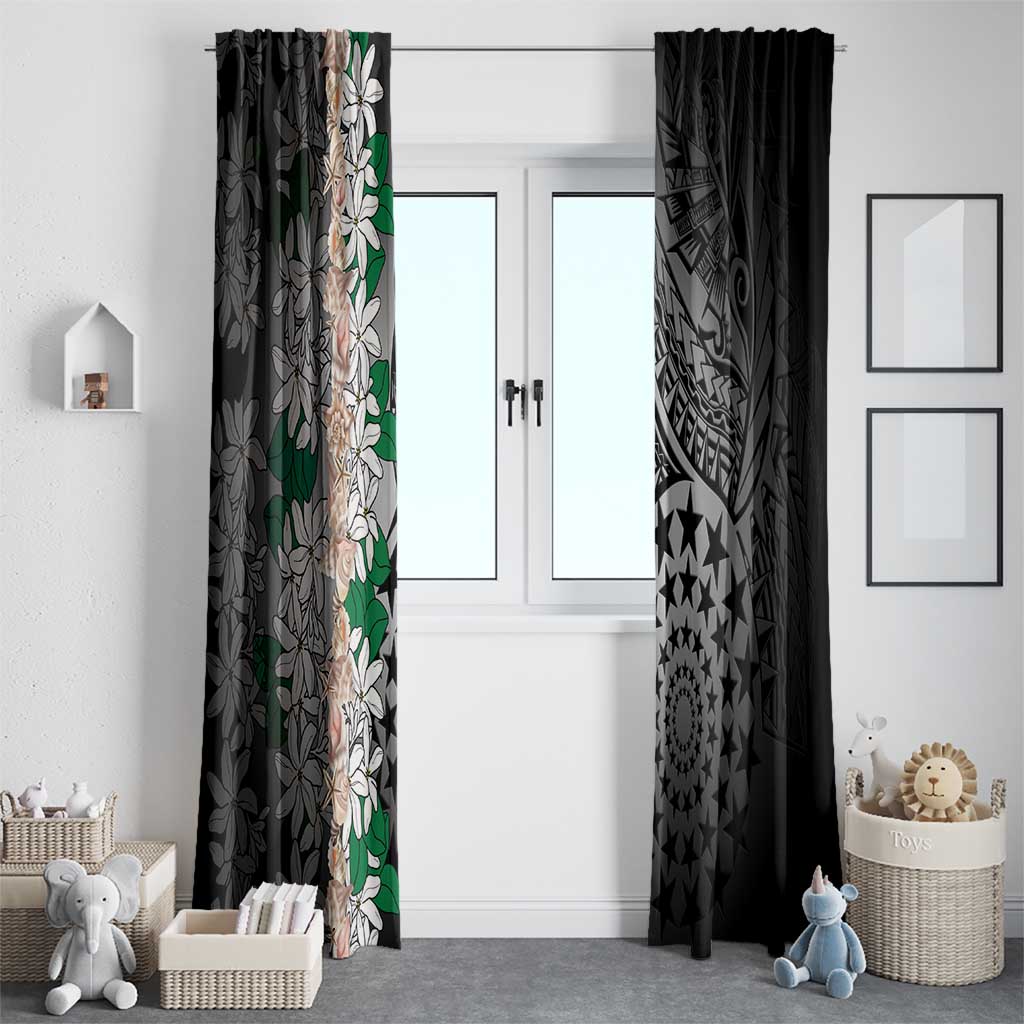 Cook Islands Tiare Maori With Conch Shell Window Curtain Pasifika Fest Polynesian Tattoo Black LT14 - Polynesian Pride