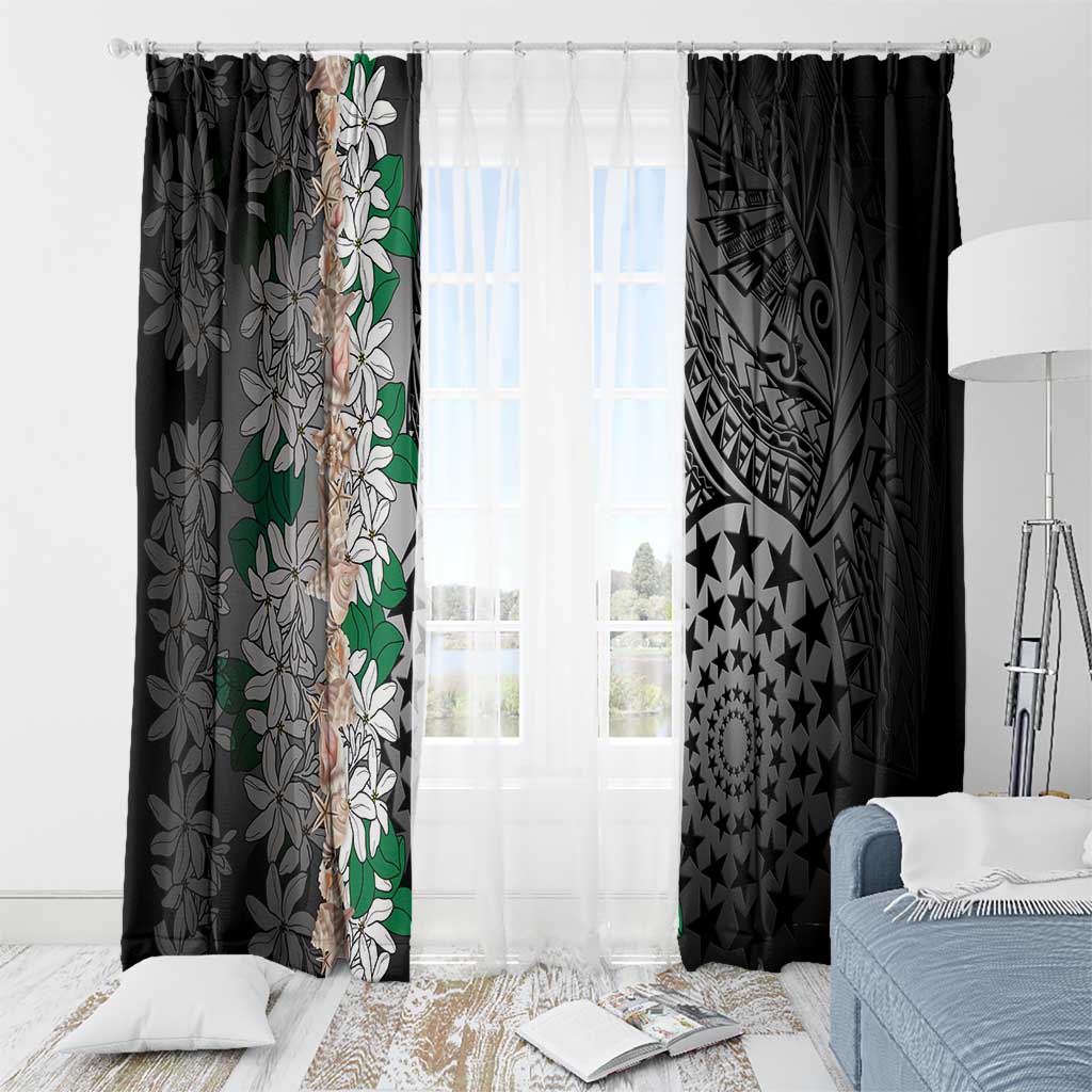 Cook Islands Tiare Maori With Conch Shell Window Curtain Pasifika Fest Polynesian Tattoo Black LT14 - Polynesian Pride