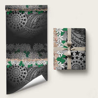 Cook Islands Tiare Maori With Conch Shell Wrapping Paper Pasifika Fest Polynesian Tattoo Black LT14 58" × 23" Black - Polynesian Pride
