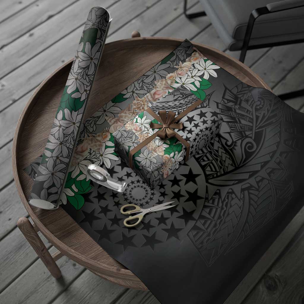 Cook Islands Tiare Maori With Conch Shell Wrapping Paper Pasifika Fest Polynesian Tattoo Black LT14 - Polynesian Pride