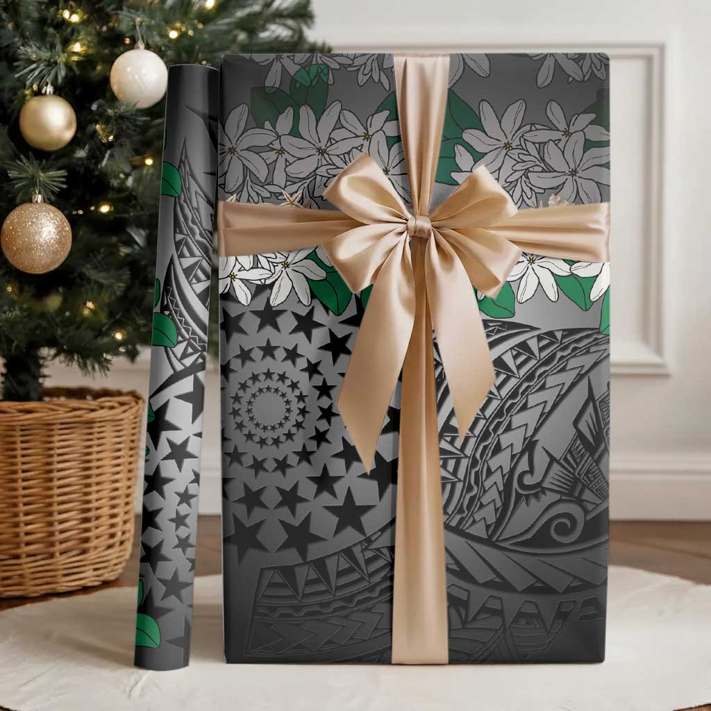 Cook Islands Tiare Maori With Conch Shell Wrapping Paper Pasifika Fest Polynesian Tattoo Black LT14 - Polynesian Pride