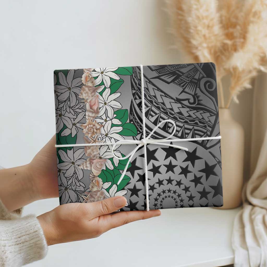 Cook Islands Tiare Maori With Conch Shell Wrapping Paper Pasifika Fest Polynesian Tattoo Black LT14 - Polynesian Pride