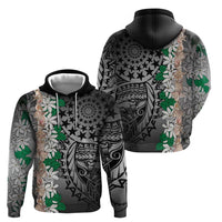 Cook Islands Tiare Maori With Conch Shell Zip Hoodie Pasifika Fest Polynesian Tattoo Black LT14 - Polynesian Pride