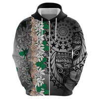 Cook Islands Tiare Maori With Conch Shell Zip Hoodie Pasifika Fest Polynesian Tattoo Black LT14 - Polynesian Pride