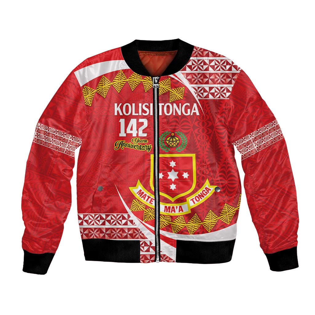 Personalised Kolisi Tonga College Atele Bomber Jacket Mate Maa Tonga 142 Years Anniversary