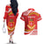 Personalised Kolisi Tonga College Atele Couples Matching Off The Shoulder Long Sleeve Dress and Hawaiian Shirt Mate Maa Tonga 142 Years Anniversary