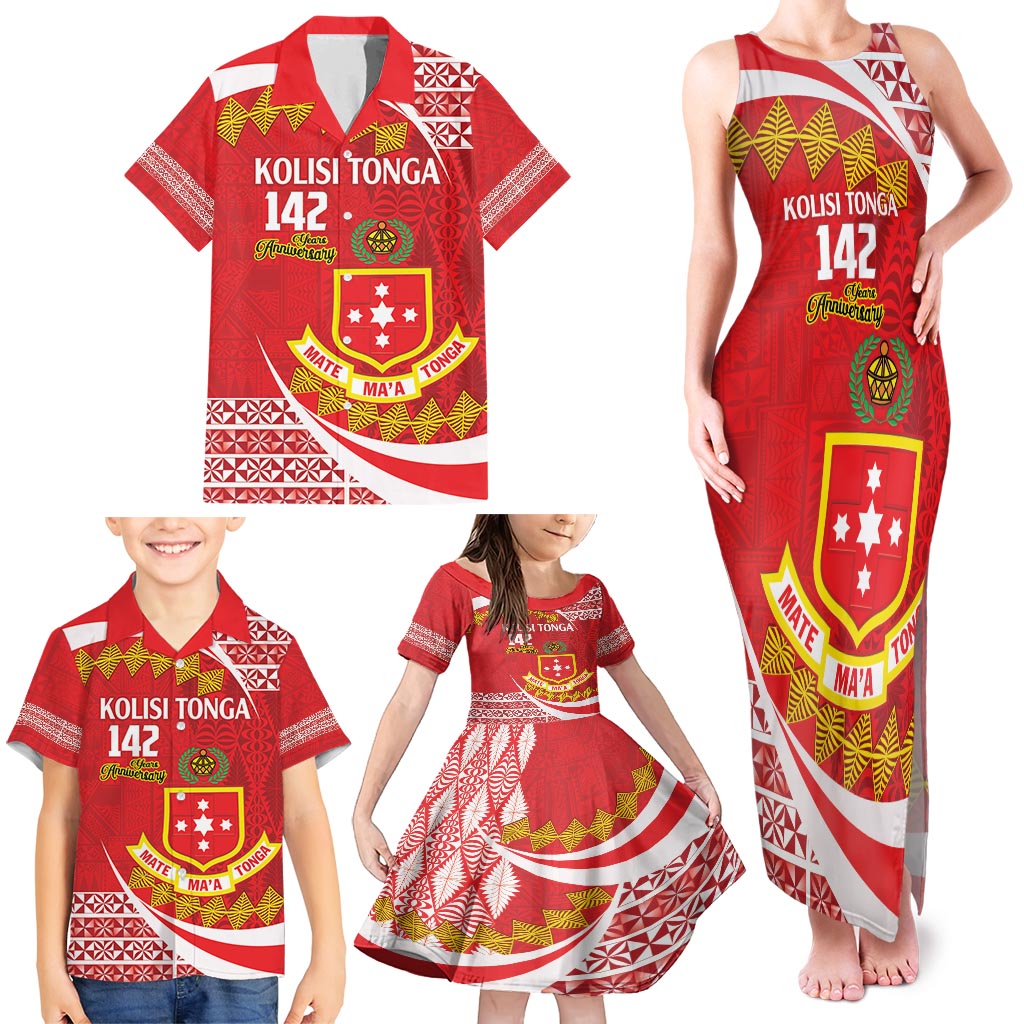 Personalised Kolisi Tonga College Atele Family Matching Tank Maxi Dress and Hawaiian Shirt Mate Maa Tonga 142 Years Anniversary LT14 - Polynesian Pride