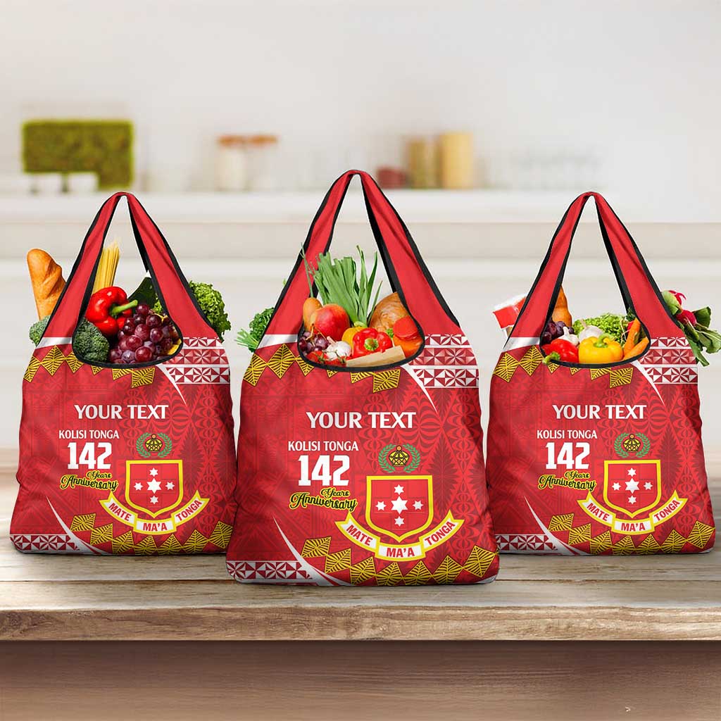 Personalised Kolisi Tonga College Atele Grocery Bag Mate Maa Tonga 142 Years Anniversary LT14 3-pack One Size Red - Polynesian Pride