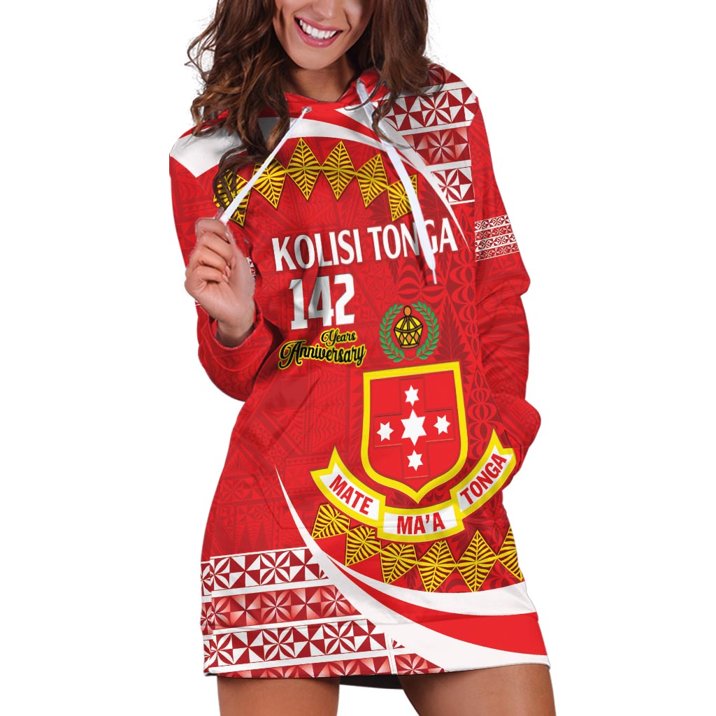 Personalised Kolisi Tonga College Atele Hoodie Dress Mate Maa Tonga 142 Years Anniversary LT14 Red - Polynesian Pride