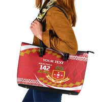 Personalised Kolisi Tonga College Atele Leather Tote Bag Mate Maa Tonga 142 Years Anniversary LT14 Red - Polynesian Pride
