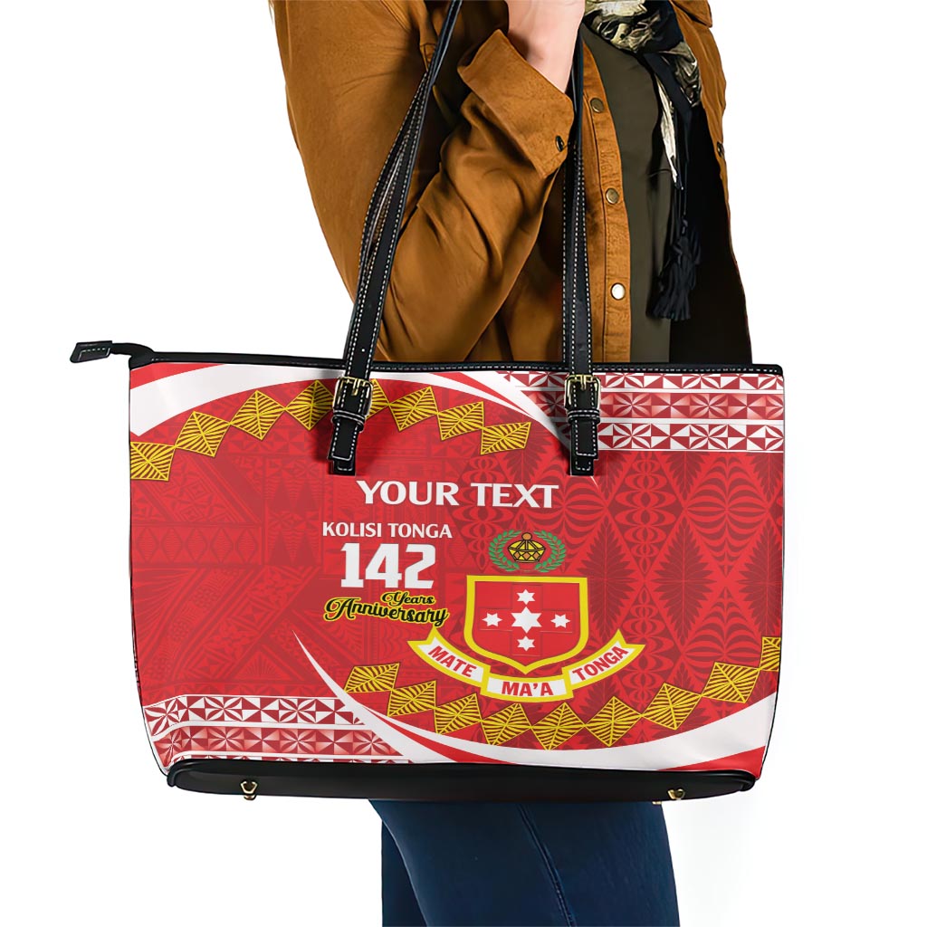 Personalised Kolisi Tonga College Atele Leather Tote Bag Mate Maa Tonga 142 Years Anniversary LT14 - Polynesian Pride