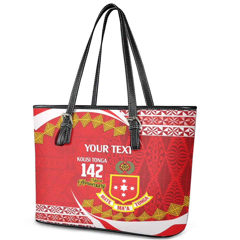 Personalised Kolisi Tonga College Atele Leather Tote Bag Mate Maa Tonga 142 Years Anniversary LT14 - Polynesian Pride