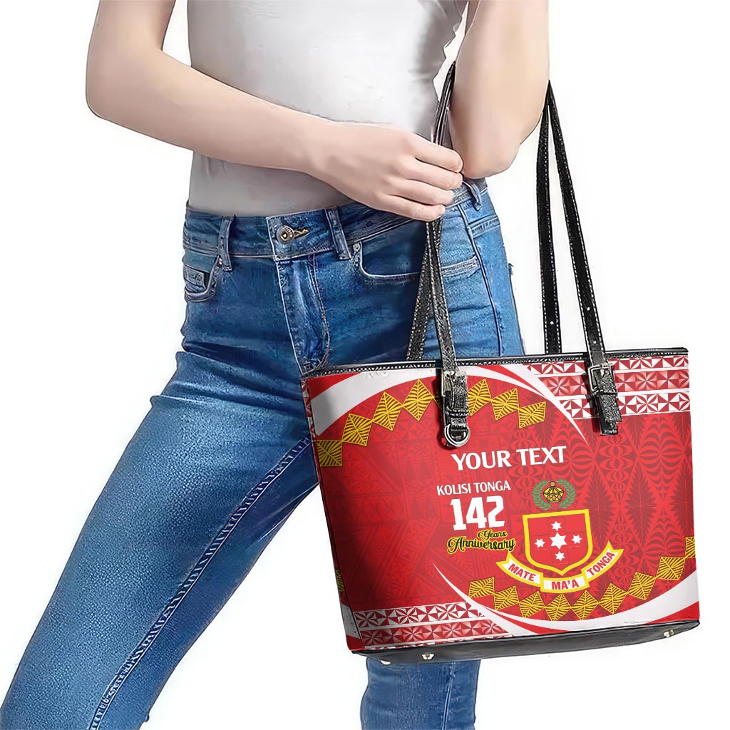 Personalised Kolisi Tonga College Atele Leather Tote Bag Mate Maa Tonga 142 Years Anniversary LT14 - Polynesian Pride
