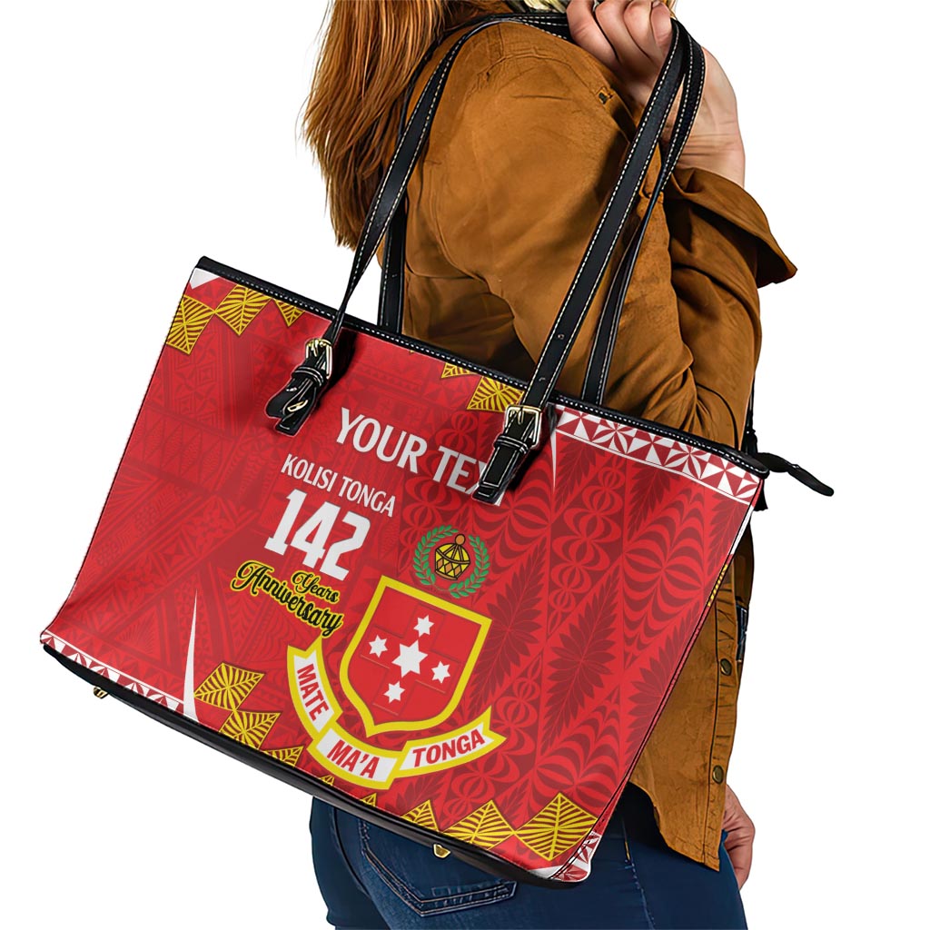 Personalised Kolisi Tonga College Atele Leather Tote Bag Mate Maa Tonga 142 Years Anniversary LT14 - Polynesian Pride