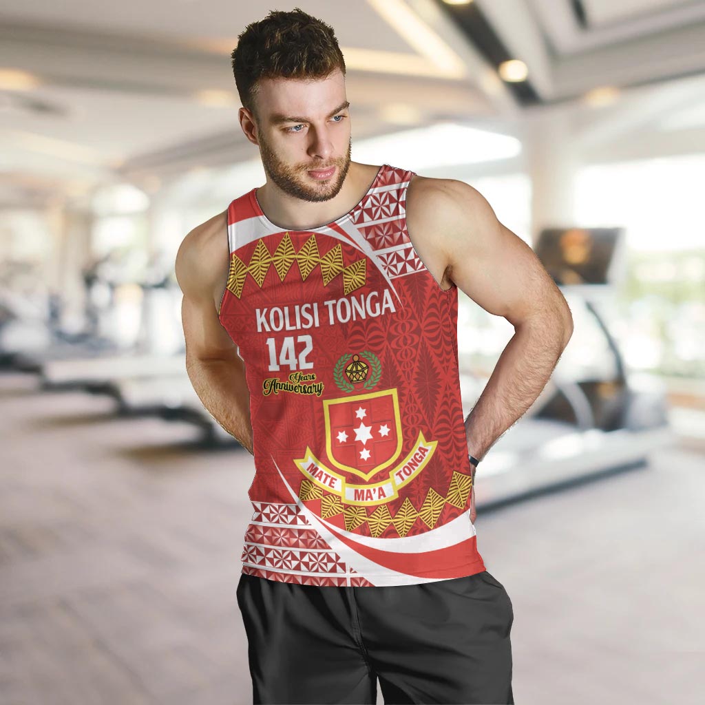 Personalised Kolisi Tonga College Atele Men Tank Top Mate Maa Tonga 142 Years Anniversary LT14 Red - Polynesian Pride