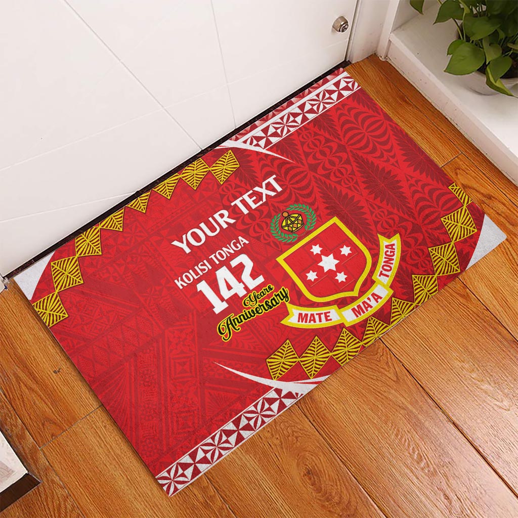 Personalised Kolisi Tonga College Atele Rubber Doormat Mate Maa Tonga 142 Years Anniversary LT14 Red - Polynesian Pride