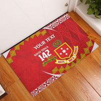 Personalised Kolisi Tonga College Atele Rubber Doormat Mate Maa Tonga 142 Years Anniversary LT14 Red - Polynesian Pride