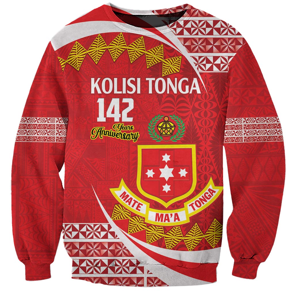 Personalised Kolisi Tonga College Atele Sweatshirt Mate Maa Tonga 142 Years Anniversary LT14 Unisex Red - Polynesian Pride