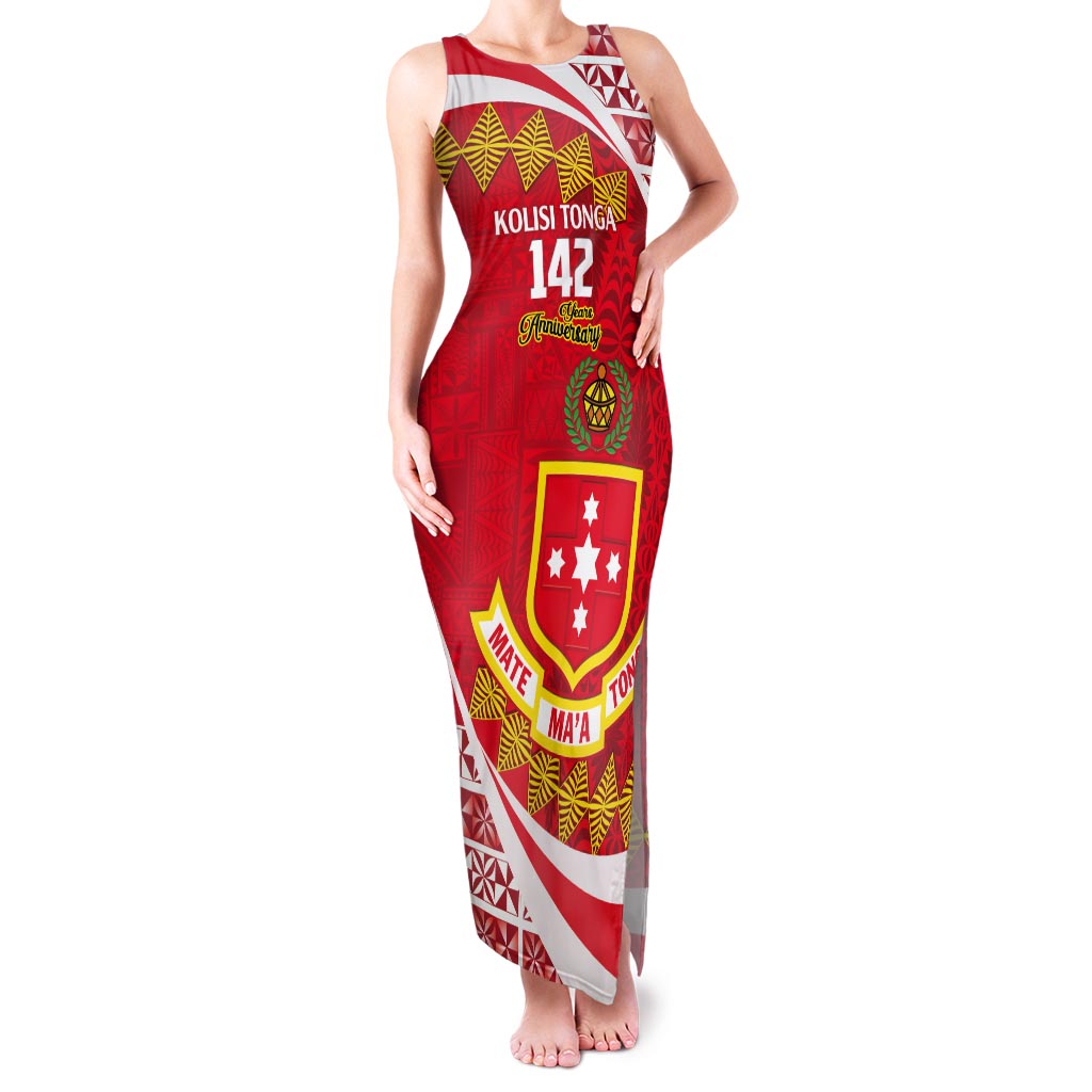 Personalised Kolisi Tonga College Atele Tank Maxi Dress Mate Maa Tonga 142 Years Anniversary LT14 Women Red - Polynesian Pride