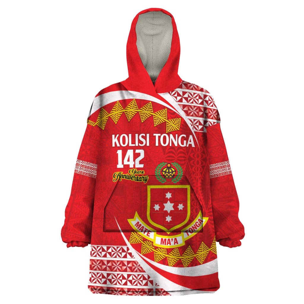Personalised Kolisi Tonga College Atele Wearable Blanket Hoodie Mate Maa Tonga 142 Years Anniversary