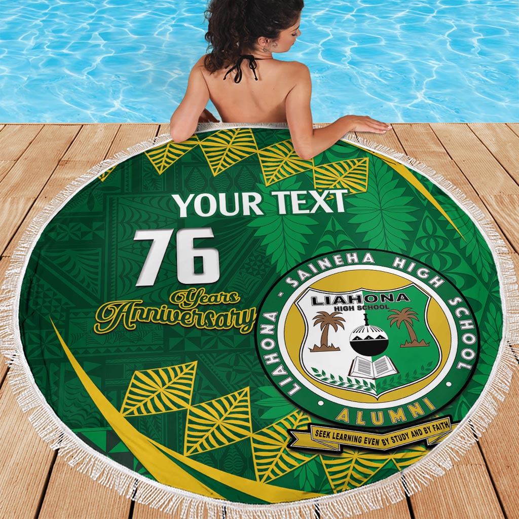 Personalised Tonga Liahona-Saineha High School Beach Blanket Happy 76 Years Anniversary LT14 - Polynesian Pride