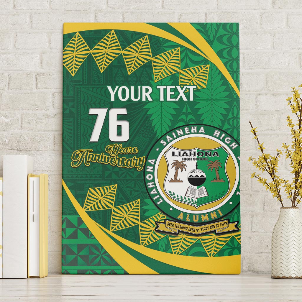 Personalised Tonga Liahona-Saineha High School Canvas Wall Art Happy 76 Years Anniversary LT14 Without Frame Green - Polynesian Pride