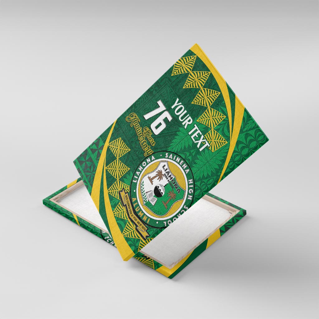 Personalised Tonga Liahona-Saineha High School Canvas Wall Art Happy 76 Years Anniversary LT14 With Frame Green - Polynesian Pride