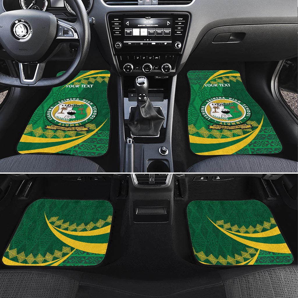 Personalised Tonga Liahona-Saineha High School Car Mats Happy 76 Years Anniversary LT14 Set 4pcs Green - Polynesian Pride