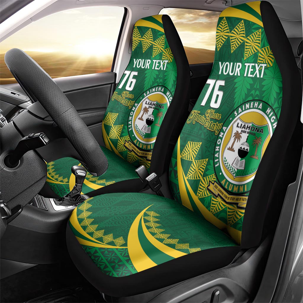 Personalised Tonga Liahona-Saineha High School Car Seat Cover Happy 76 Years Anniversary